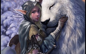 snow elf girl with lion-758418